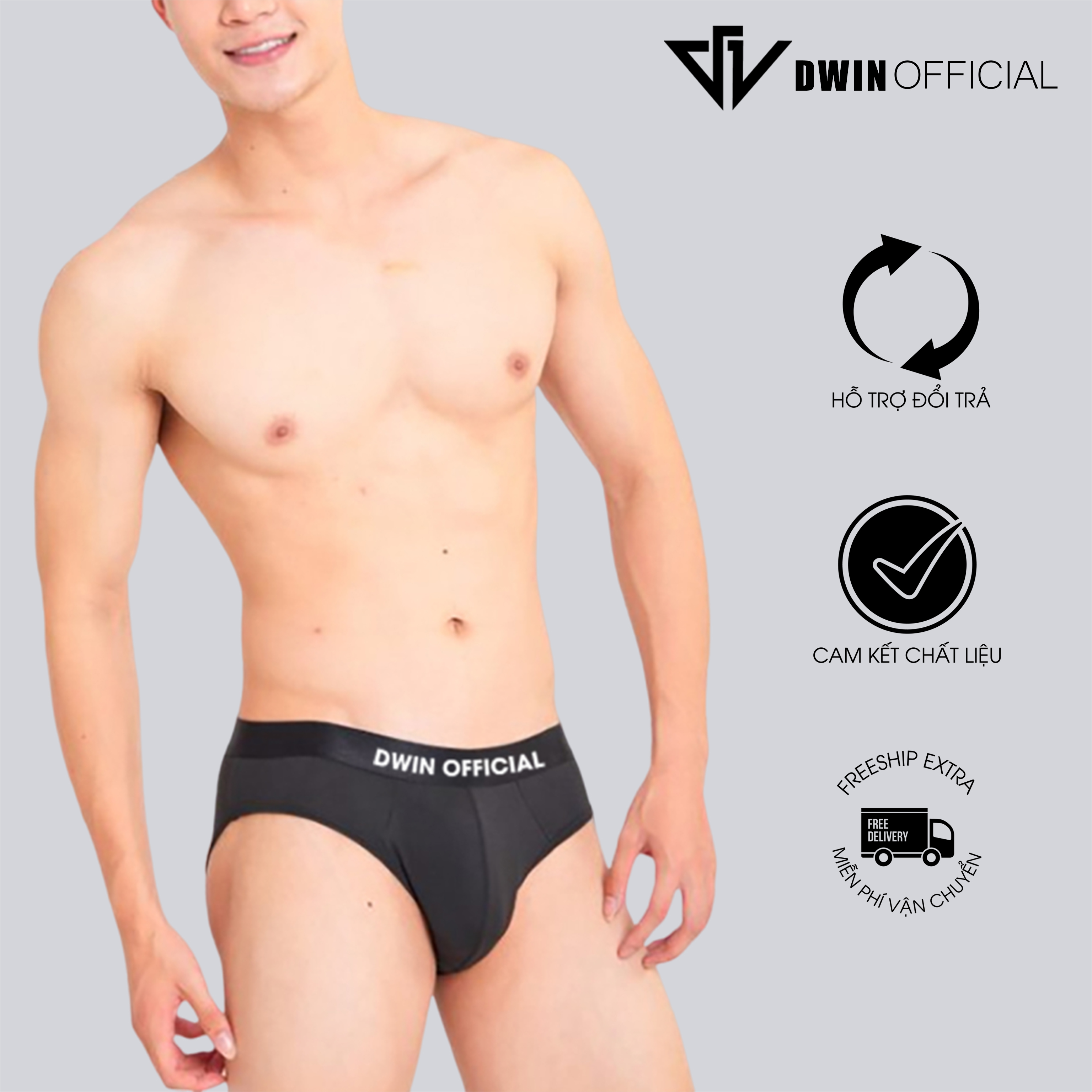 Mô tả Combo 3 quần lót nam DWIN sịp tam giác kháng khuẩn cao cấp boxer vải thun lạnh co dãn 4 chiều - 6