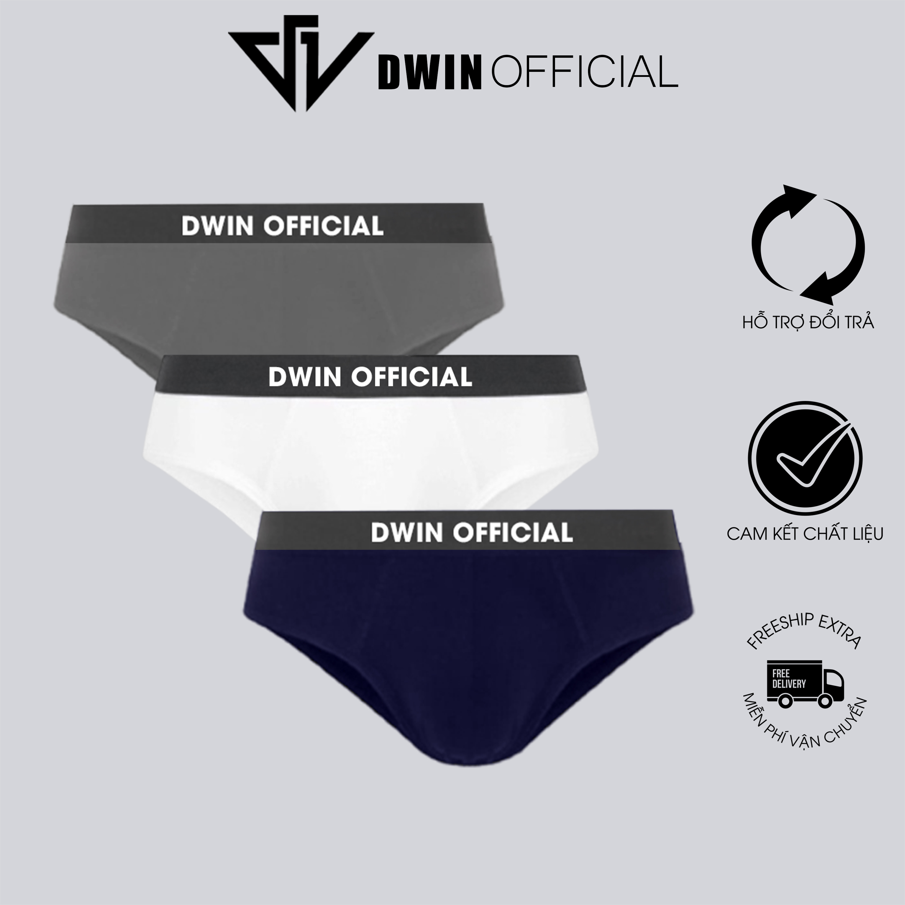 Mô tả Combo 3 quần lót nam DWIN sịp tam giác kháng khuẩn cao cấp boxer vải thun lạnh co dãn 4 chiều - 7