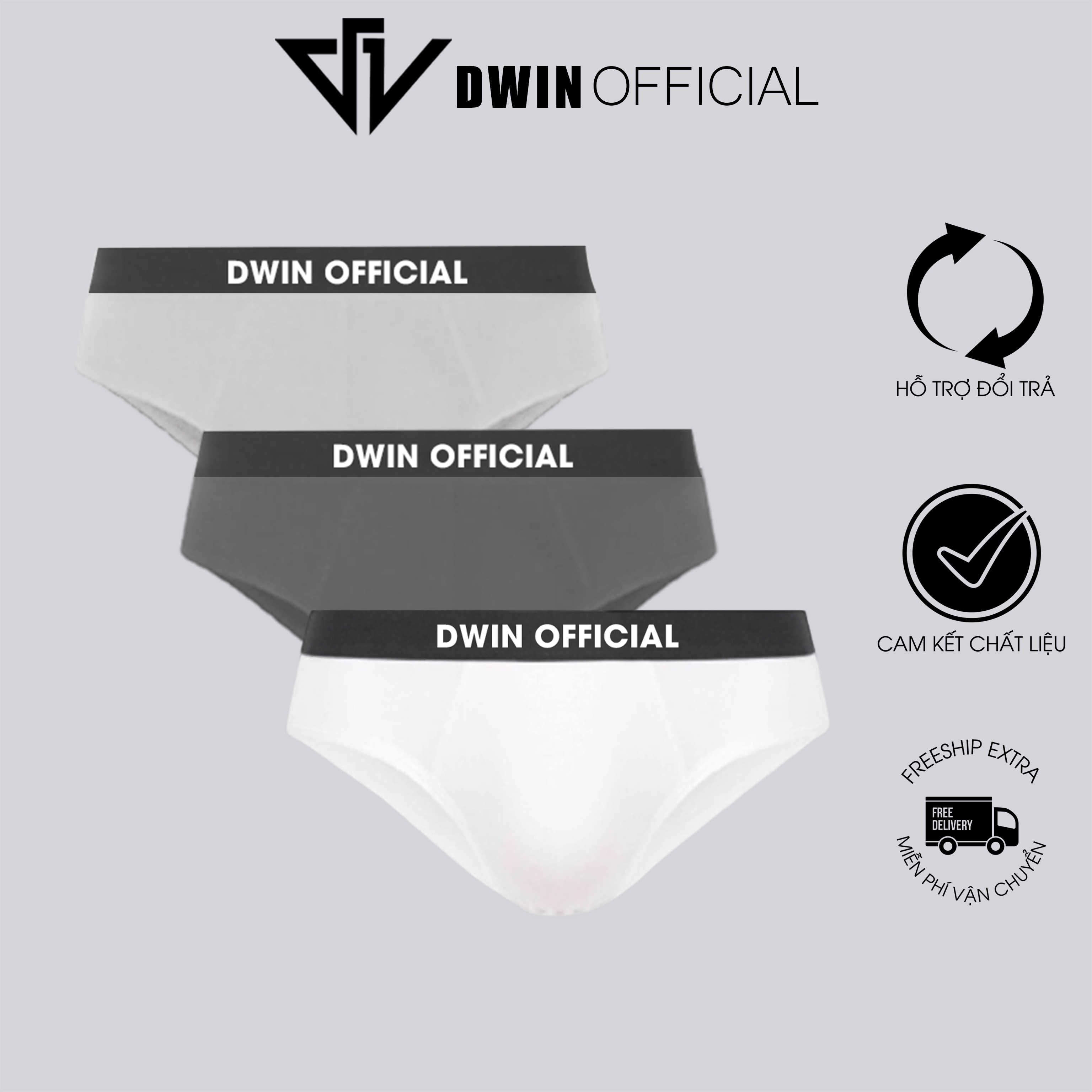 Mô tả Combo 3 quần lót nam DWIN sịp tam giác kháng khuẩn cao cấp boxer vải thun lạnh co dãn 4 chiều - 8