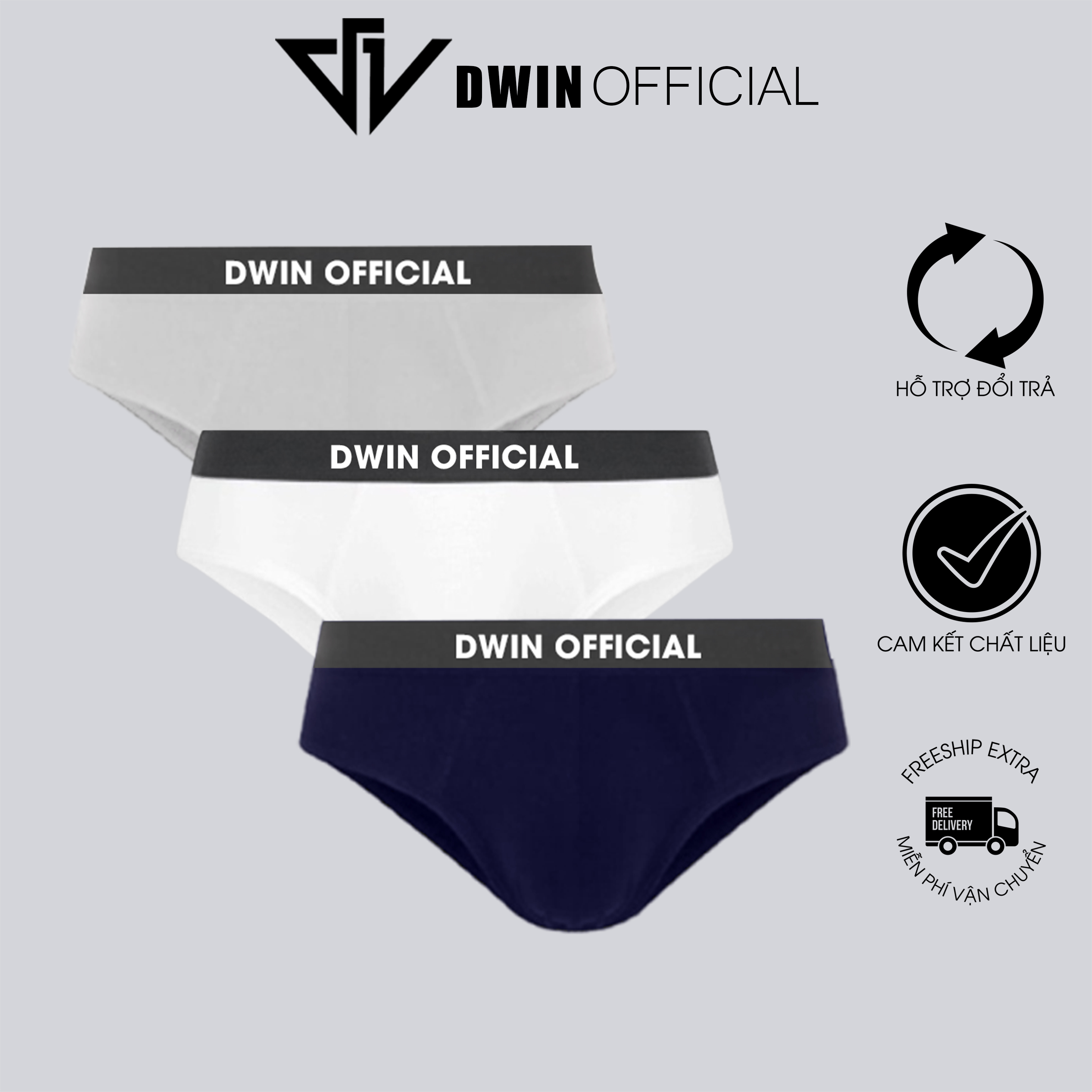 Mô tả Combo 3 quần lót nam DWIN sịp tam giác kháng khuẩn cao cấp boxer vải thun lạnh co dãn 4 chiều - 9