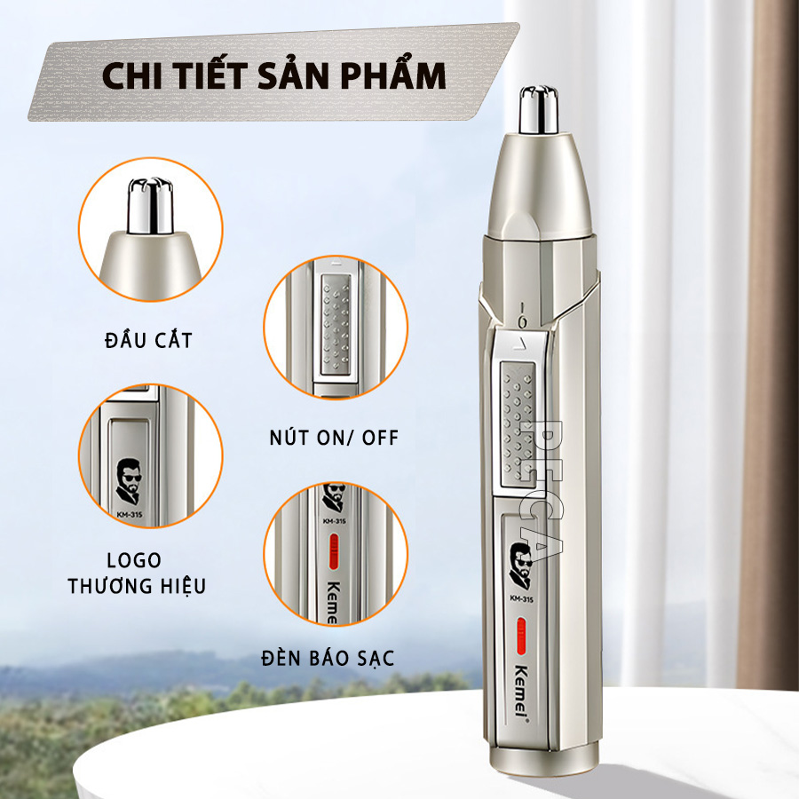 Mô tả Máy tỉa lông mũi đa năng 3in1 Kemei KM-315 dùng sạc USB chuyên dụng tỉa lông mũi, tỉa râu, cạo lông - Hàng chính hãng - 2