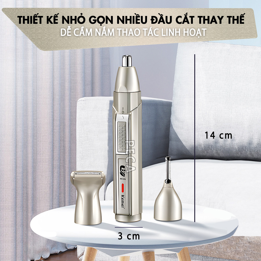 Mô tả Máy tỉa lông mũi đa năng 3in1 Kemei KM-315 dùng sạc USB chuyên dụng tỉa lông mũi, tỉa râu, cạo lông - Hàng chính hãng - 9