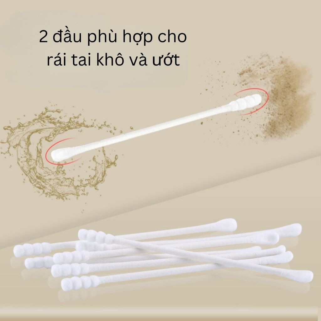 Mô tả Tăm Bông Sơ Sinh IQKAO Misuta/Emmakids TB1, Bông Tự Nhiên 2 Đầu, An Toàn Lành Tính, Vệ Sinh Tiện Lợi Cho Bé - 3