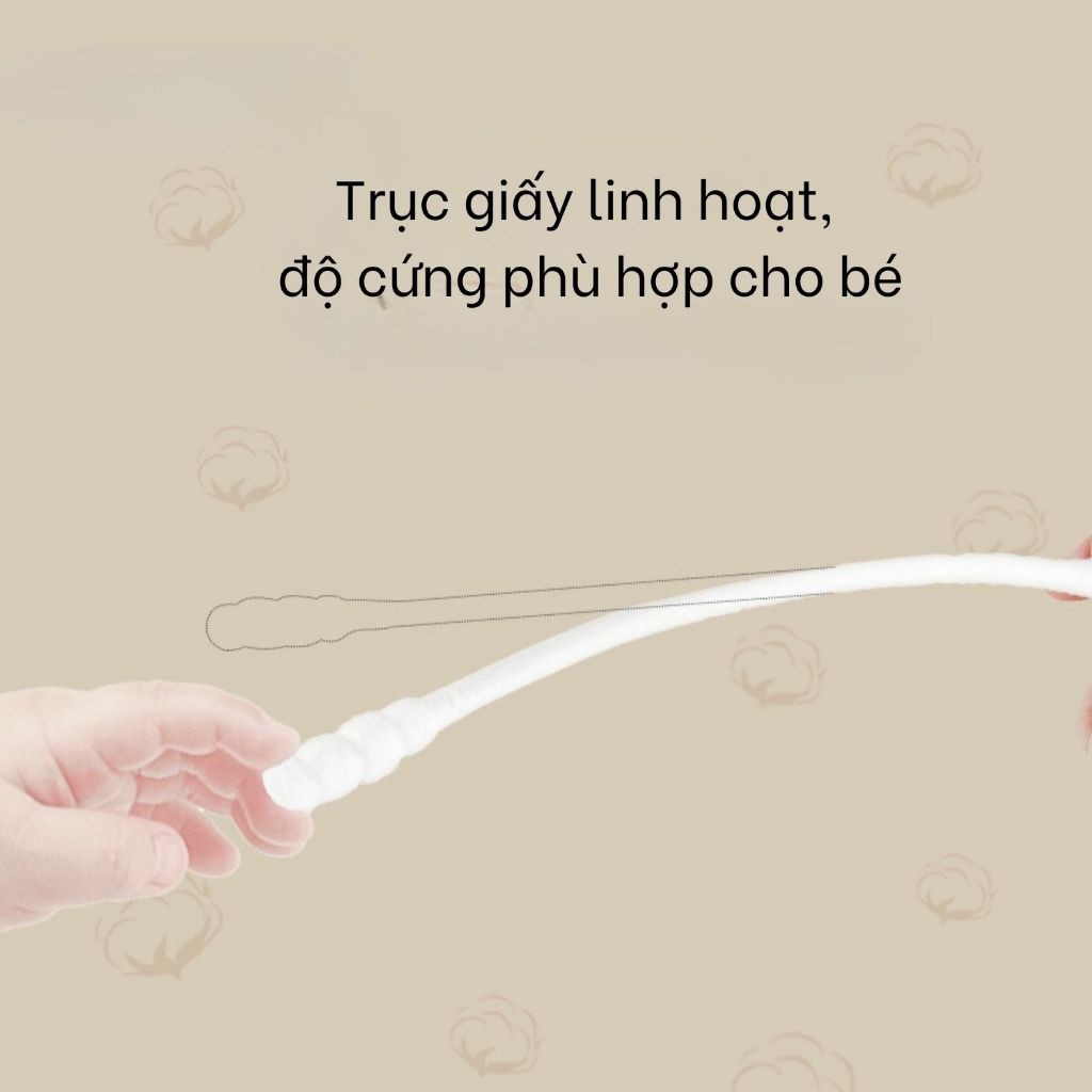 Mô tả Tăm Bông Sơ Sinh IQKAO Misuta/Emmakids TB1, Bông Tự Nhiên 2 Đầu, An Toàn Lành Tính, Vệ Sinh Tiện Lợi Cho Bé - 4