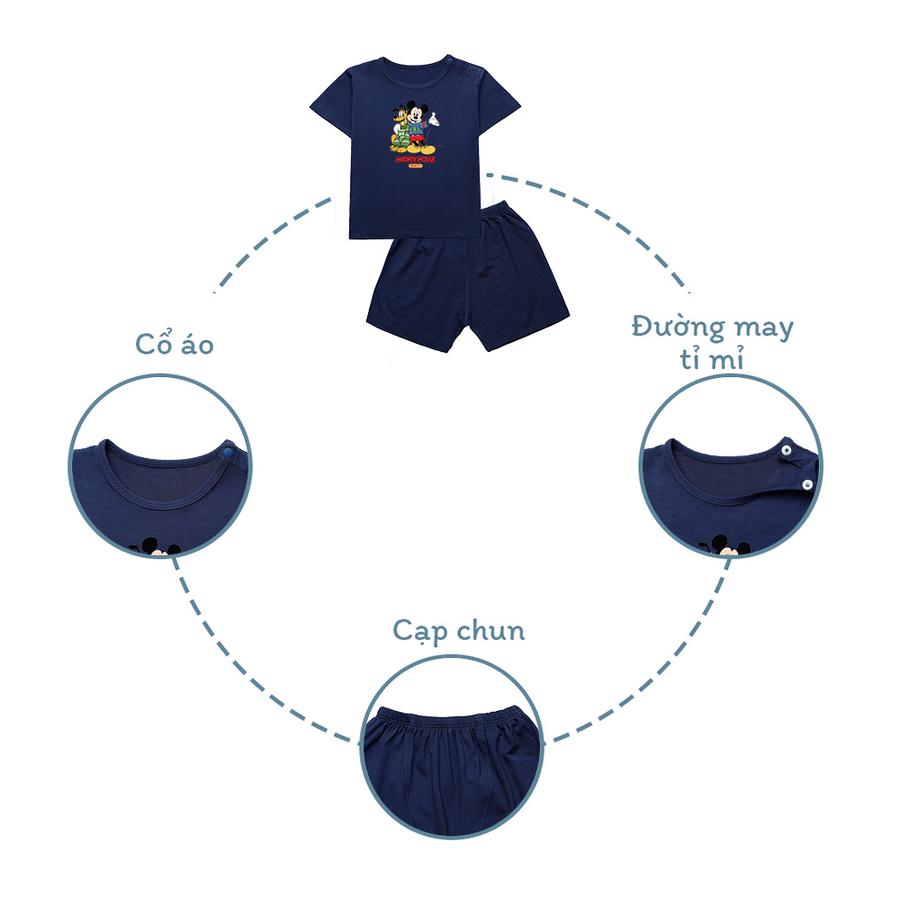 Mô tả Bộ cộc tay cài vai in hình Mickey BT062 cotton mềm mịn, đồ bộ trẻ em cao cấp bé trai bé gái - 2