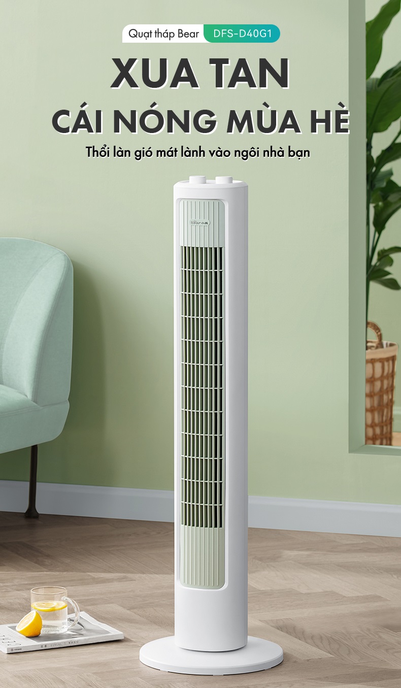 Mô tả Quạt Tháp Điều Hòa Đối Lưu Xoay 90 độ Bear DFS-D40G1 - Hàng Chính Hãng - 1
