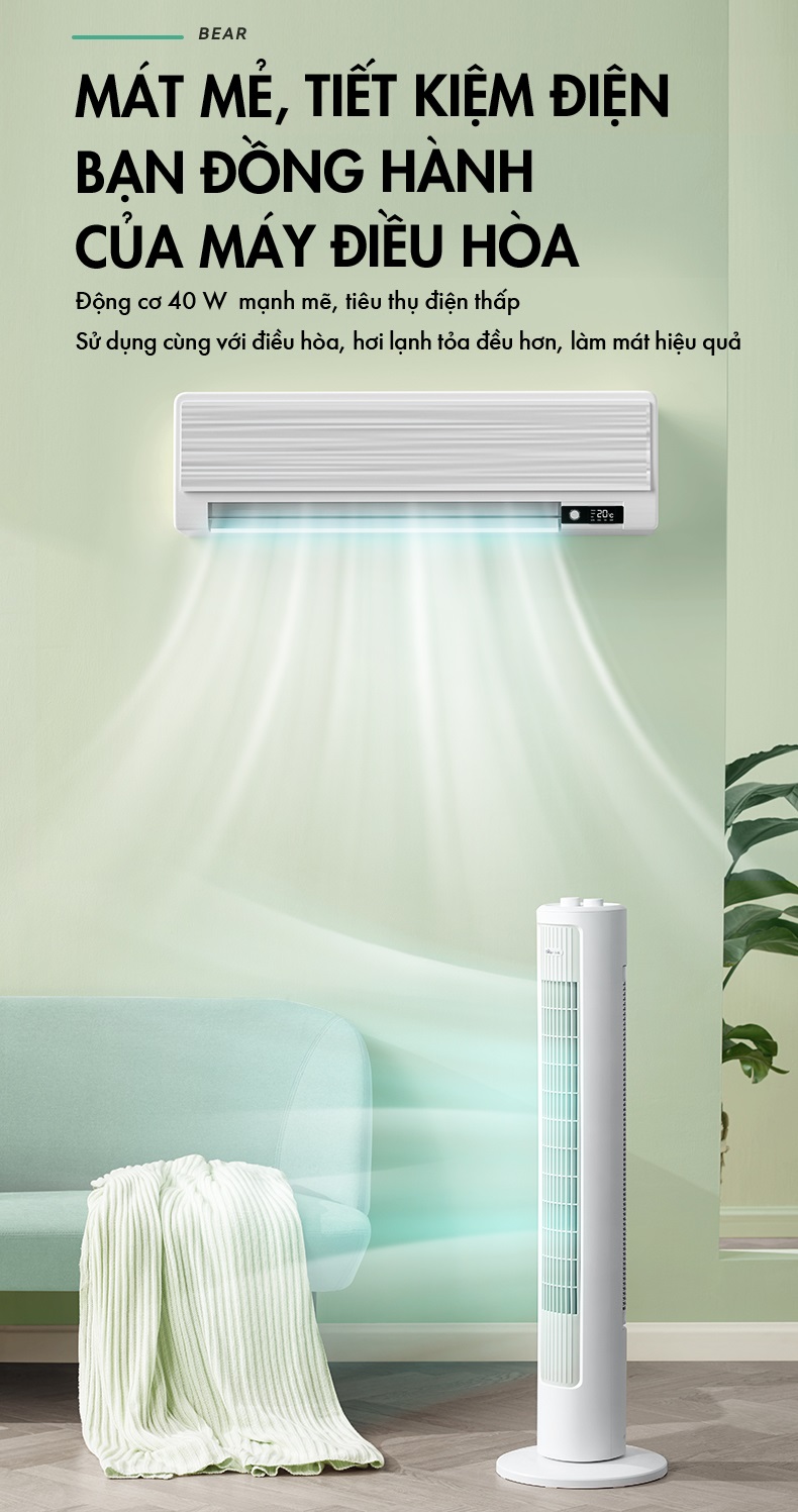 Mô tả Quạt Tháp Điều Hòa Đối Lưu Xoay 90 độ Bear DFS-D40G1 - Hàng Chính Hãng - 7