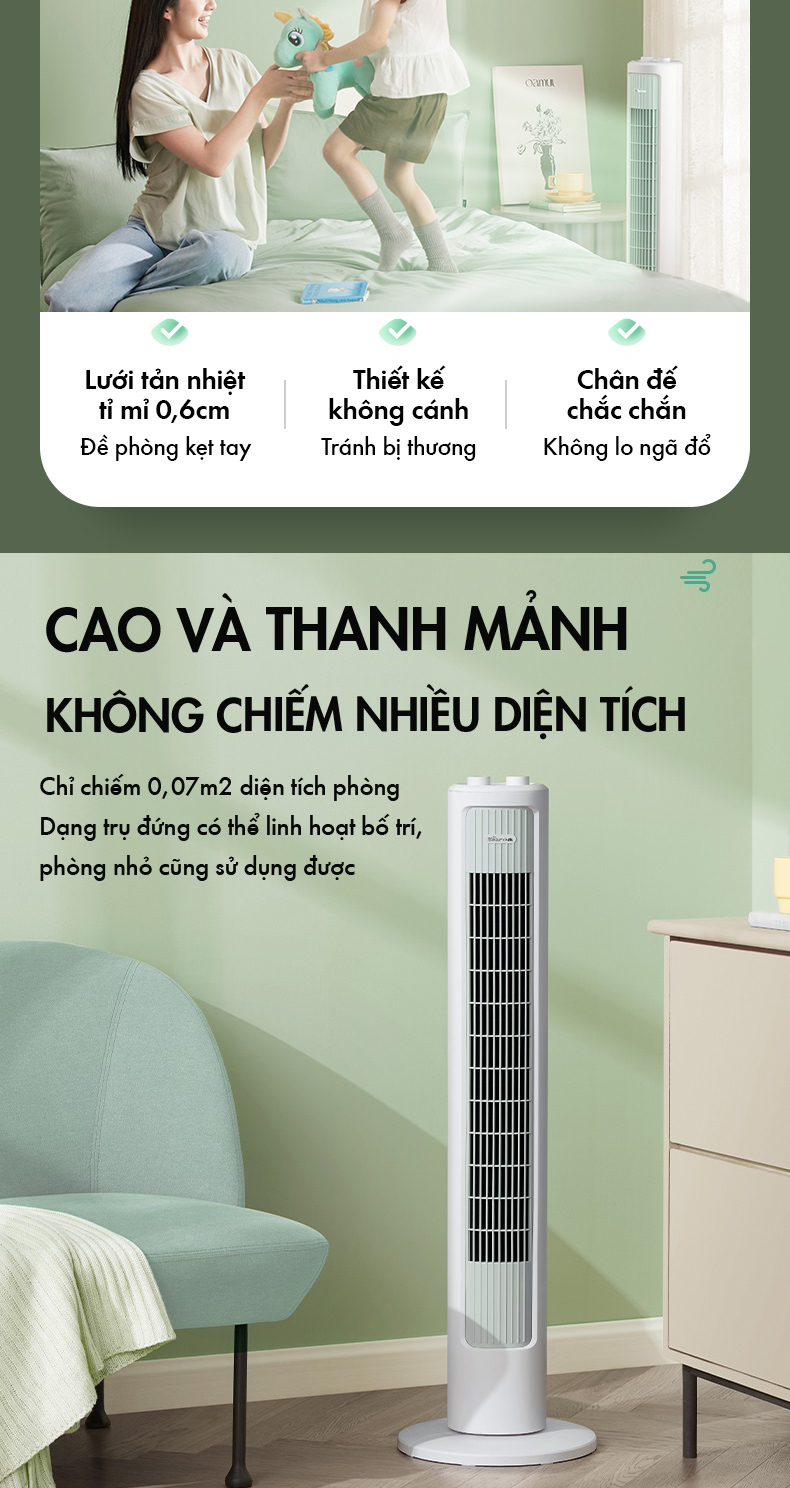 Mô tả Quạt Tháp Điều Hòa Đối Lưu Xoay 90 độ Bear DFS-D40G1 - Hàng Chính Hãng - 9