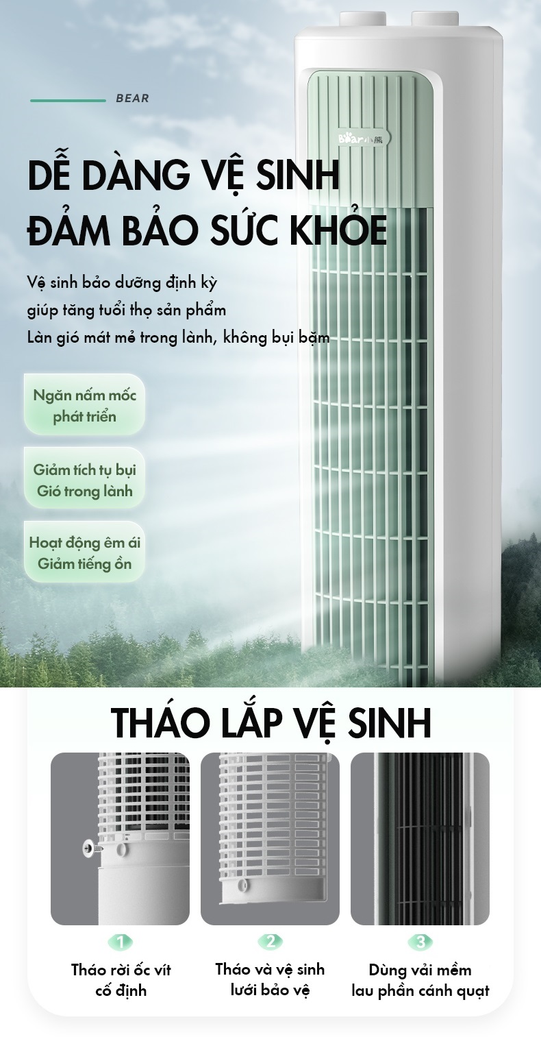 Mô tả Quạt Tháp Điều Hòa Đối Lưu Xoay 90 độ Bear DFS-D40G1 - Hàng Chính Hãng - 10