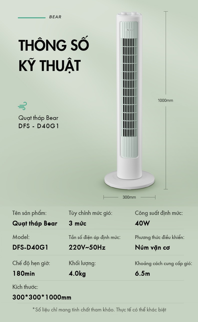Mô tả Quạt Tháp Điều Hòa Đối Lưu Xoay 90 độ Bear DFS-D40G1 - Hàng Chính Hãng - 11