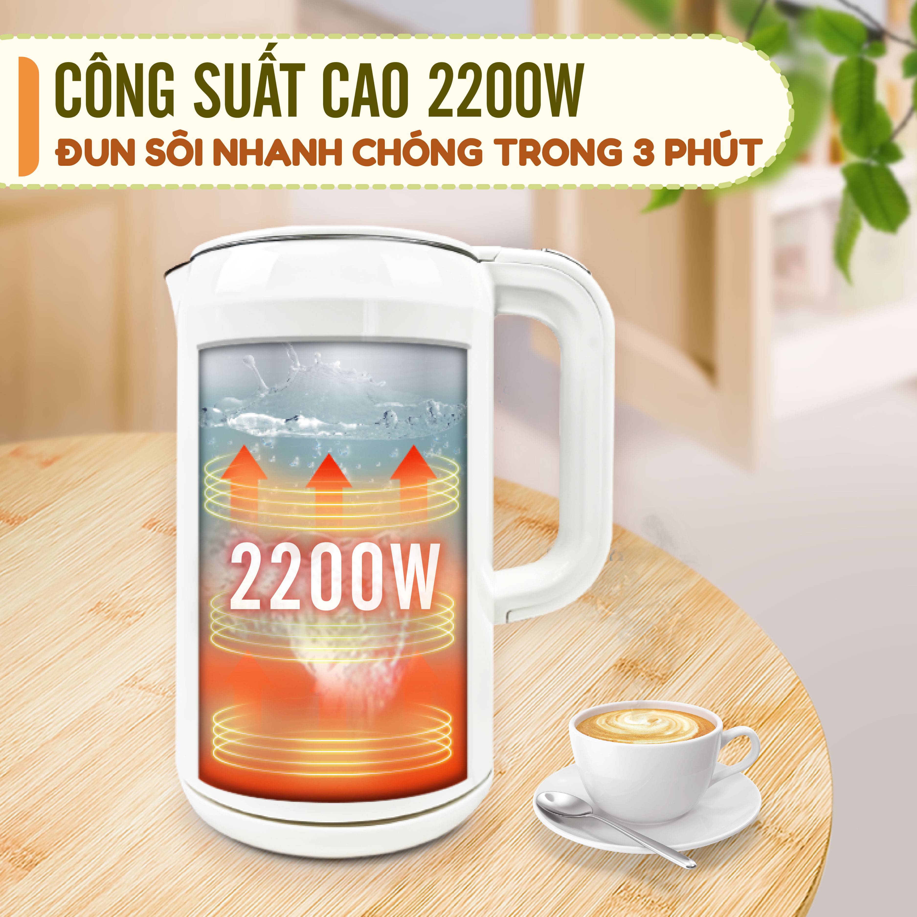 Mô tả Ấm đun siêu tốc Masuto 1,7L MS Nami 2 lớp giữ nhiệt chống bỏng an toàn inox 304 nguyên khối - 5
