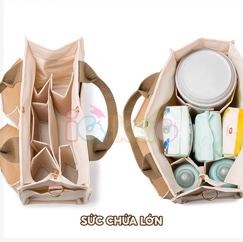 Mô tả Túi Đựng Bỉm Sữa Đa Năng Cho Mẹ Bỉm Túi Vải Kích Thước Lớn Nhiều Ngăn Đựng Đồ Đeo Chéo Công Sở Phong Cách Hàn Quốc - 4