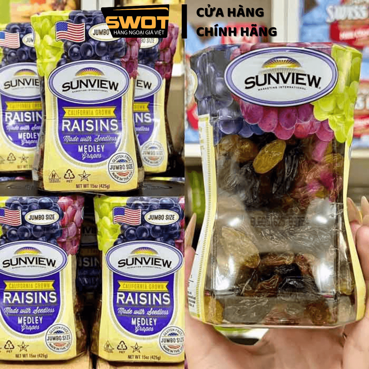 Nho khô Sunview Raisins Mỹ 425g [CHÍNH NGẠCH] Nho thượng hạng thơm ngon ...