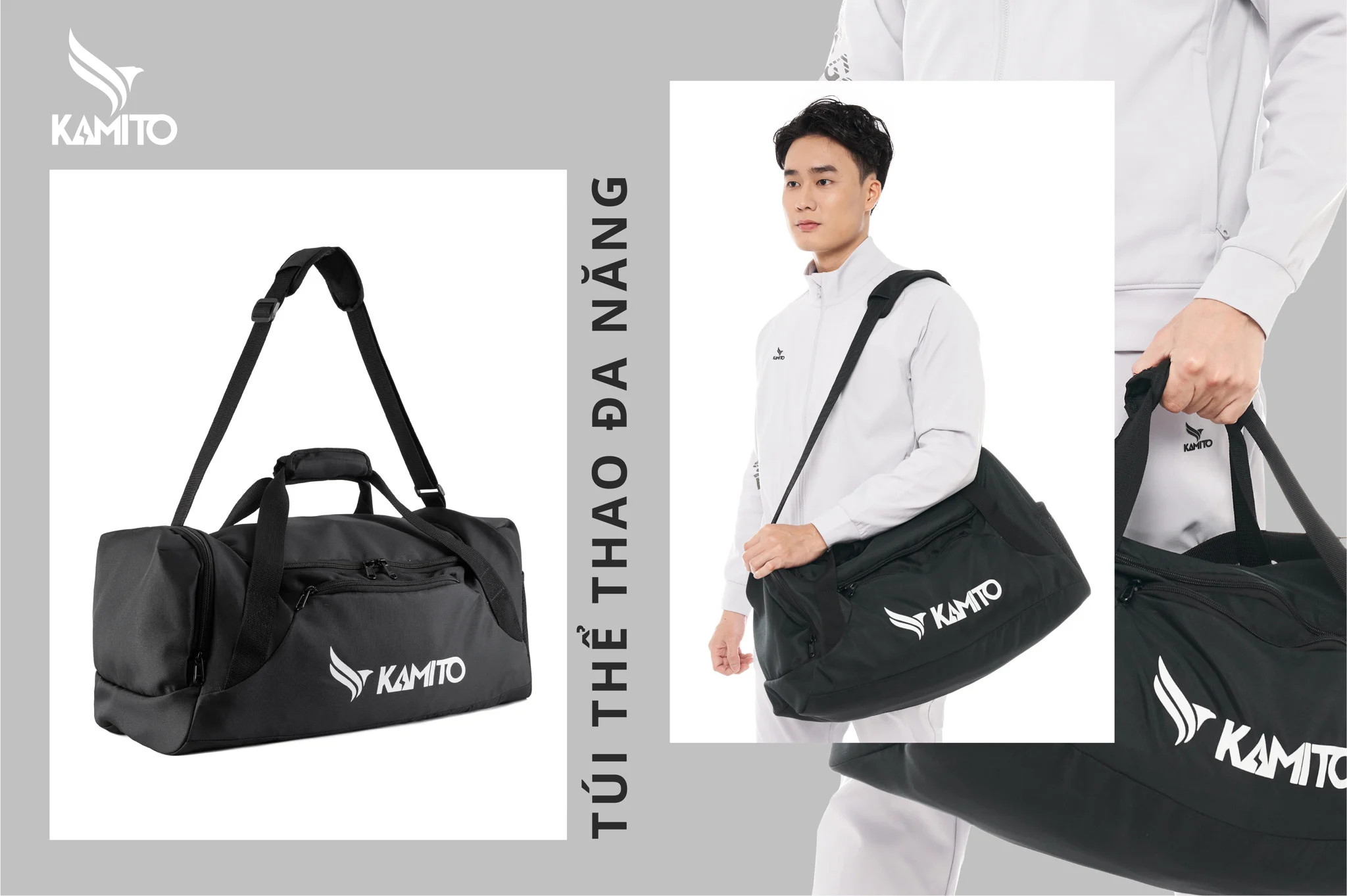 Mô tả Túi thể thao đa năng Kamito, polyester cao cấp, sức chứa lớn, dày dặn, bền bỉ - 3