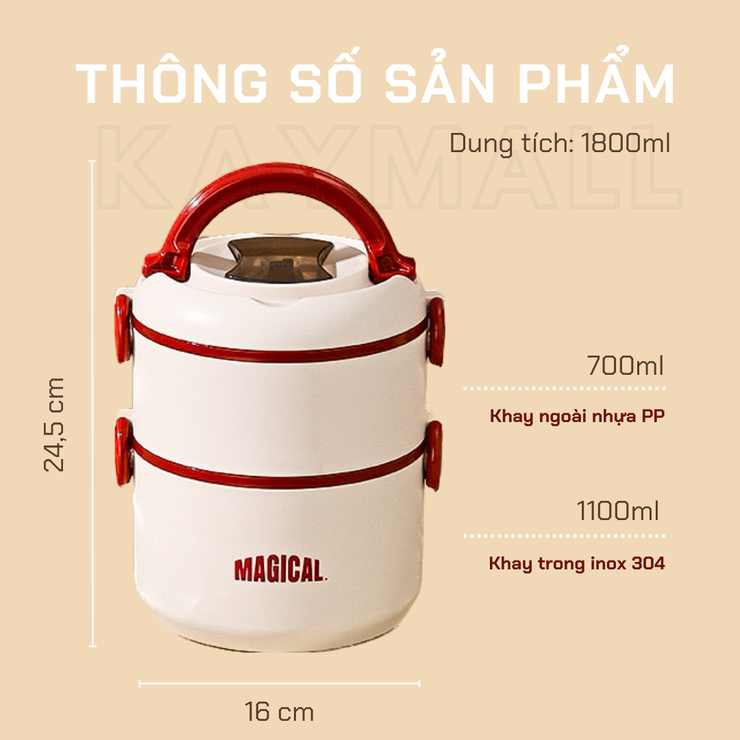 Cà Mên Giữ Nhiệt Hộp Đựng Thức Ăn 2 Tầng Magic 1800ml Có Quai Cầm Lõi ...