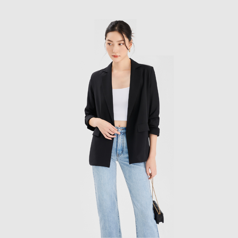 Mô tả Áo blazer nữ Áo vest nữ MARC FASHION nhún xắn tay cách điệu trẻ trung FAVH043521 - 5