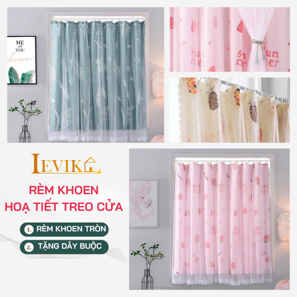 Mô tả Rèm Khoen hoạ tiết treo tường chống nắng, trang trí cửa sổ  phòng khách decord phòng ngủ sang trọng tặng dây buộc rèm - 1