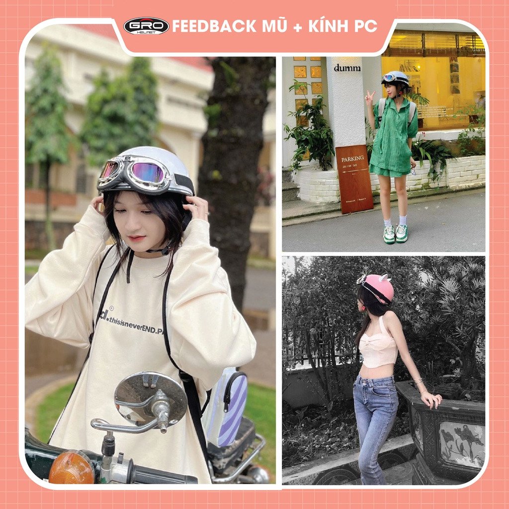 Mô tả Kính Phi công, Kính UV x400, Kính phi công vintage GRO HELMET gắn mũ bảo hiểm 1/2, 3/4 đi phượt chắn bụi hàng chính hãng - 2