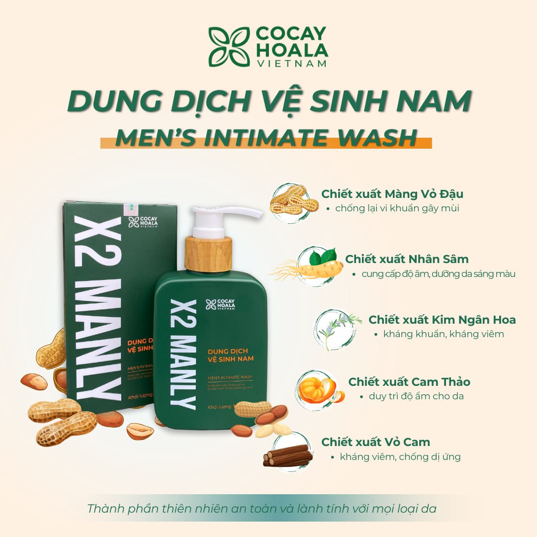 Mô tả Dung Dịch Vệ Sinh Nam Cỏ Cây Hoa Lá X2 Manly - Làm Sạch Vùng Kín Nhẹ Nhàng 150g - 2