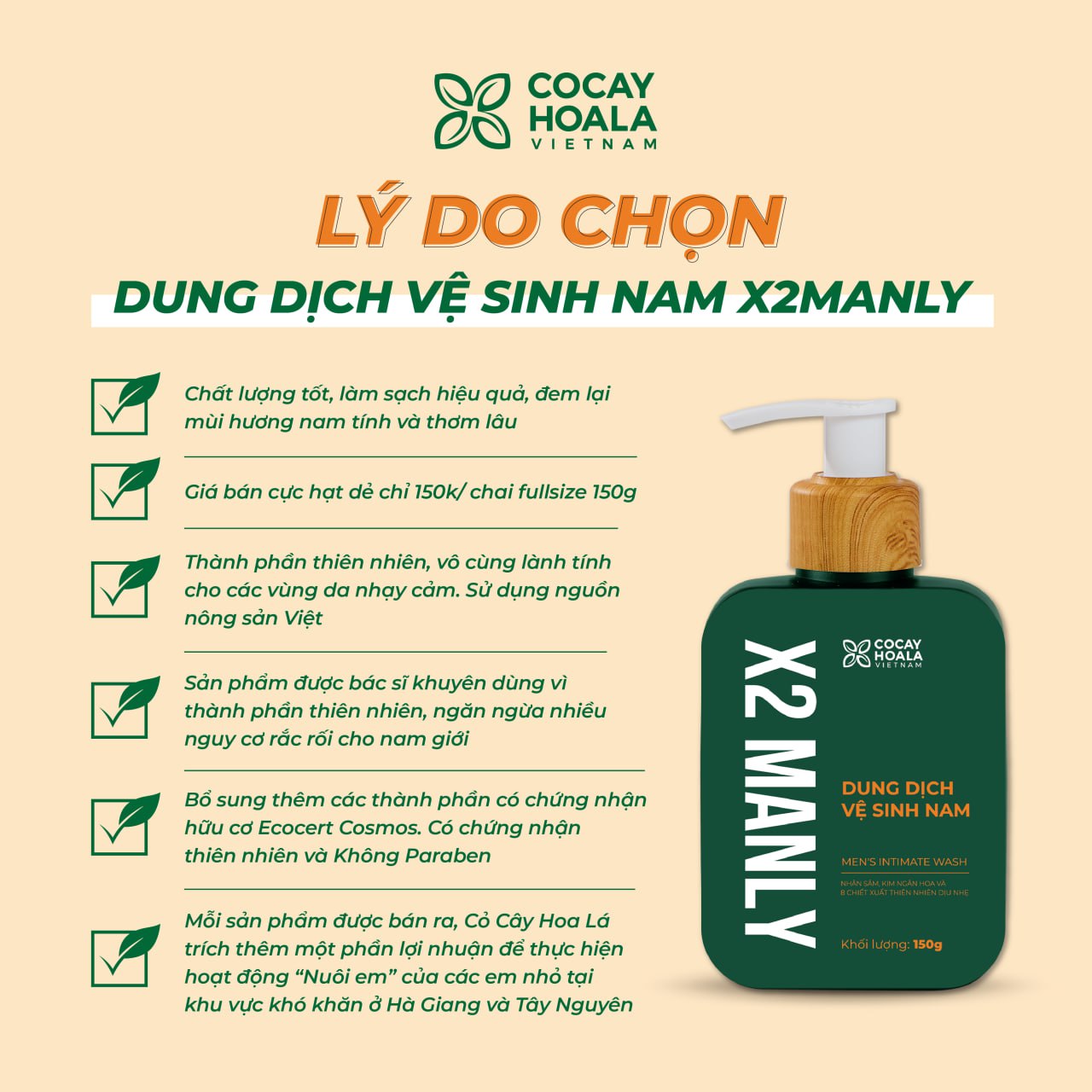 Mô tả Dung Dịch Vệ Sinh Nam Cỏ Cây Hoa Lá X2 Manly - Làm Sạch Vùng Kín Nhẹ Nhàng 150g - 3