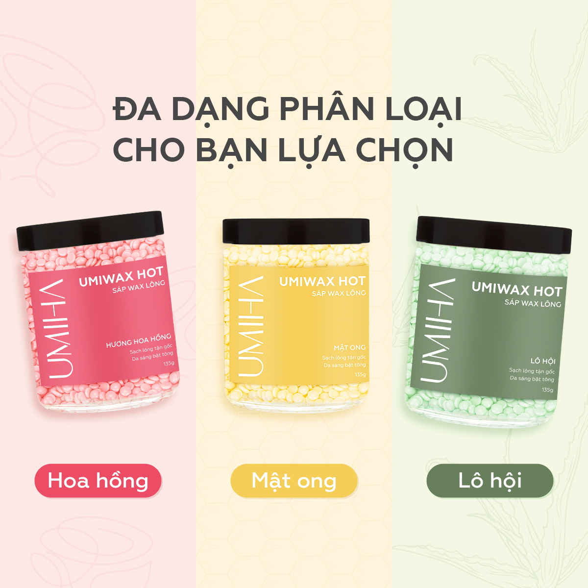 Mô tả Sáp wax lông nóng UMIHA 135G wax sạch lông Nách, Chân Tay, Bikini, Body, phù hợp cho mọi loại da - 1
