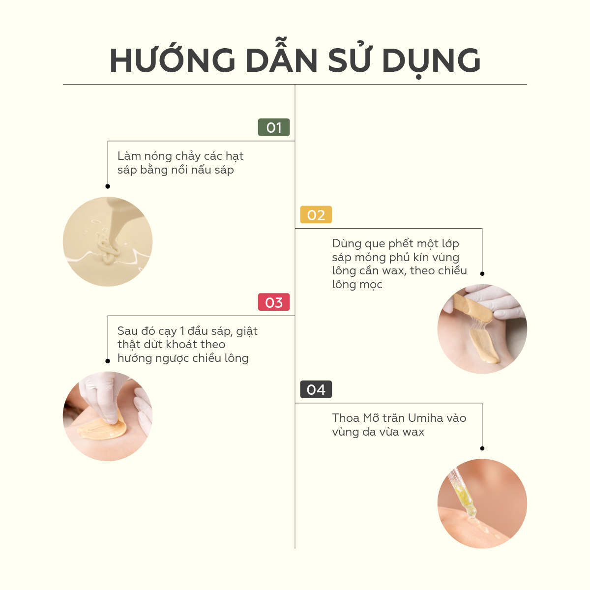 Mô tả Sáp wax lông nóng UMIHA 135G wax sạch lông Nách, Chân Tay, Bikini, Body, phù hợp cho mọi loại da - 4