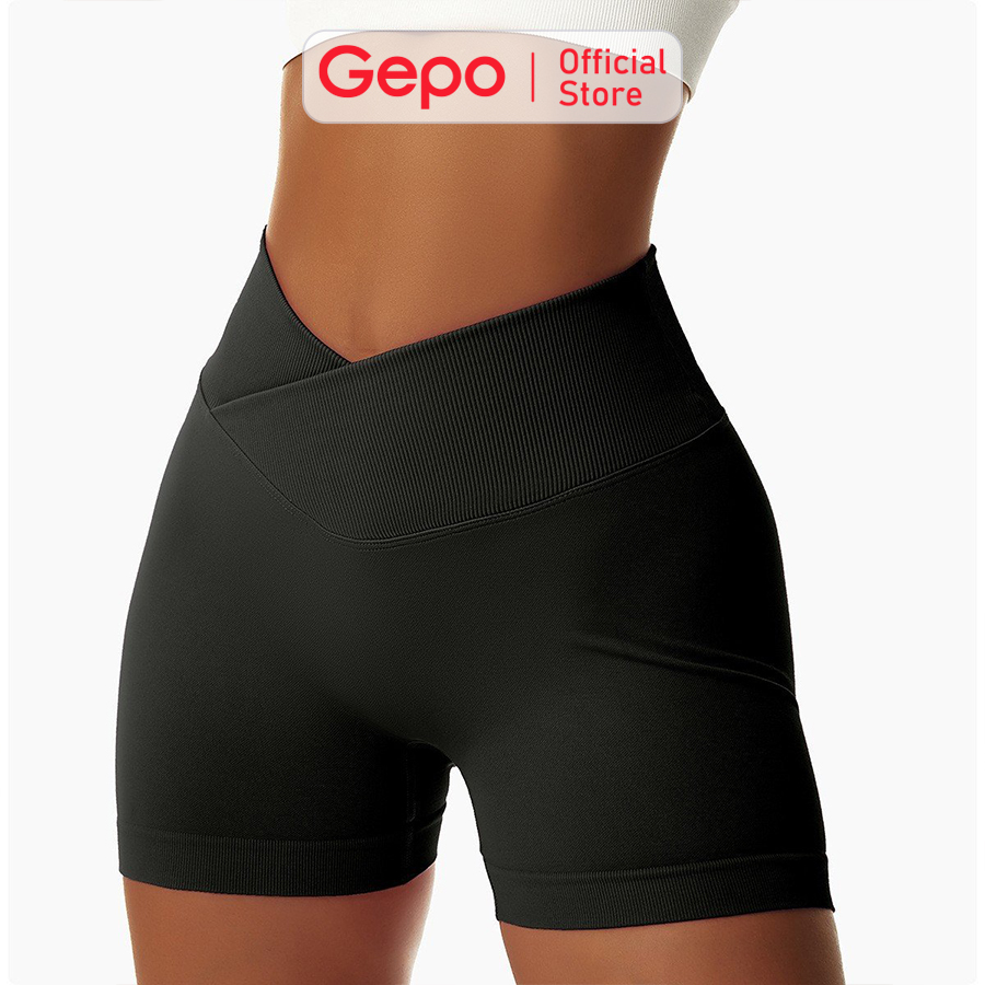 Mô tả Quần short đùi nữ tập gym yoga cạp chéo lưng V co giãn thấm hút mồ hôi GP116 - 4