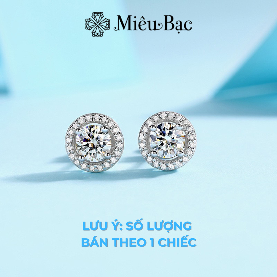 Mô tả Bông tai bạc nữ Miêu Bạc khuyên tai nam nữ tròn đính đá(1 chiếc)sang chảnh unisex phụ kiện thời trang trang sức nữ MB66 - 1
