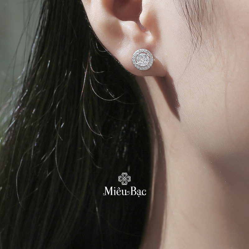 Mô tả Bông tai bạc nữ Miêu Bạc khuyên tai nam nữ tròn đính đá(1 chiếc)sang chảnh unisex phụ kiện thời trang trang sức nữ MB66 - 3