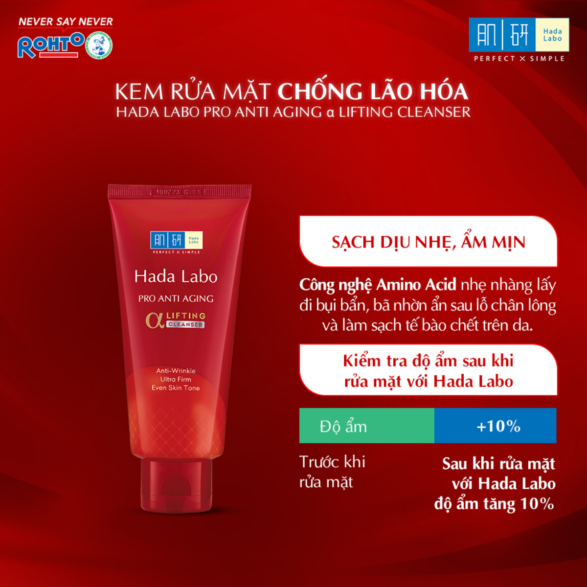 Mô tả Sữa Rửa Mặt Hada Labo Advanced Nourish / Perfect White / Acne Care / Pro Anti Aging Cleanser 80g - Kem Rửa Mặt Dưỡng Ẩm - 4