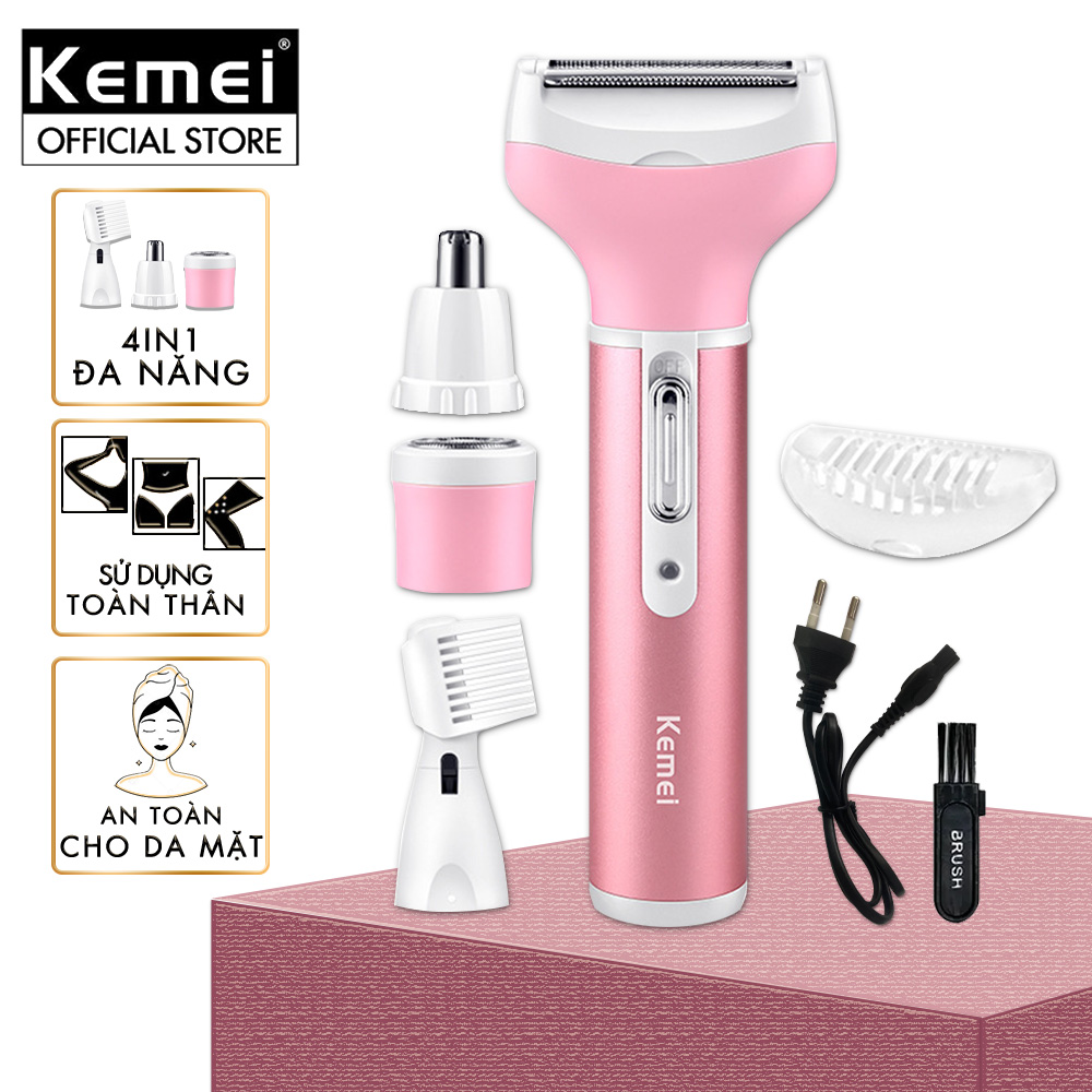 Mô tả Máy tẩy lông 4in1 đa năng mini Kemei KM-6637 chuyên dùng cạo lông toàn thân sử dụng pin sạc tiện lợi - 1