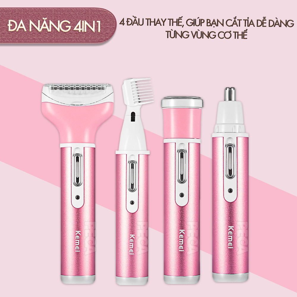 Mô tả Máy tẩy lông 4in1 đa năng mini Kemei KM-6637 chuyên dùng cạo lông toàn thân sử dụng pin sạc tiện lợi - 3