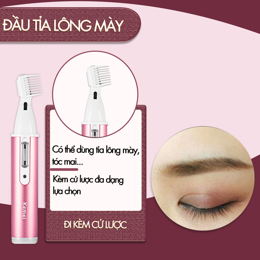 Mô tả Máy tẩy lông 4in1 đa năng mini Kemei KM-6637 chuyên dùng cạo lông toàn thân sử dụng pin sạc tiện lợi - 5