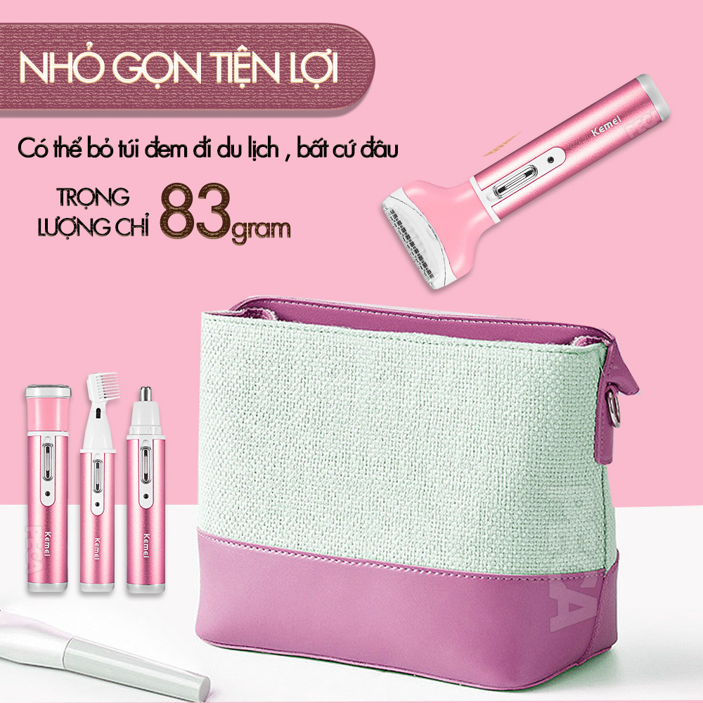 Mô tả Máy tẩy lông 4in1 đa năng mini Kemei KM-6637 chuyên dùng cạo lông toàn thân sử dụng pin sạc tiện lợi - 9