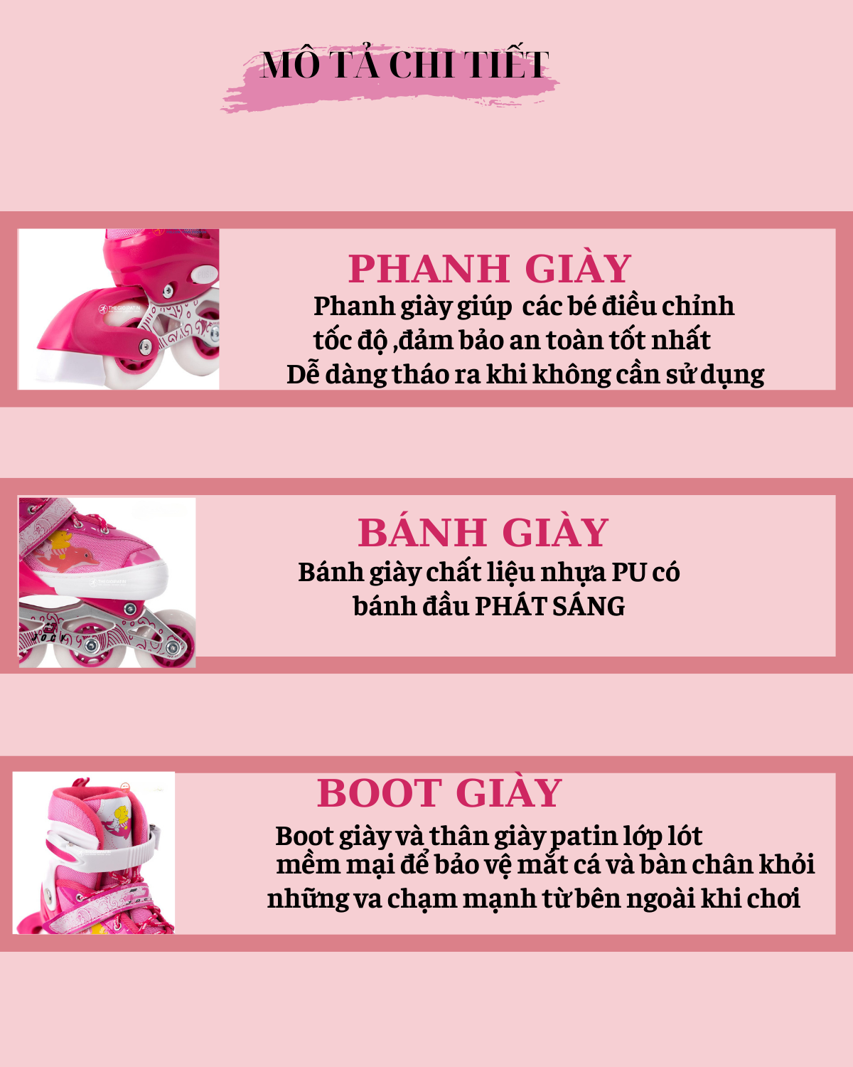 Mô tả Giày Patin Trẻ Em COUGAR Centosy Mega Cao Cấp Họa Tiết Cá Heo, Có Nút Chỉnh Size Tiện Lợi - 2