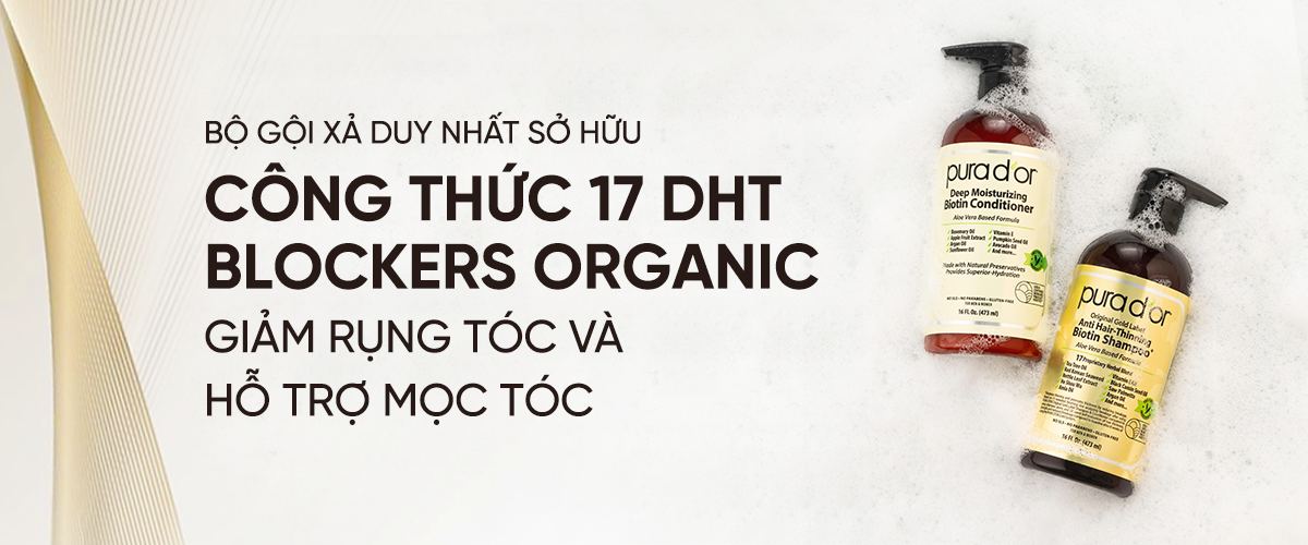 Mô tả Combo Dầu Gội Dầu Xả Hỗ Trợ Giảm Rụng Tóc, Hỗ Trợ Mọc Tóc Biotin Gold Label PURA D'OR 236ML - 1