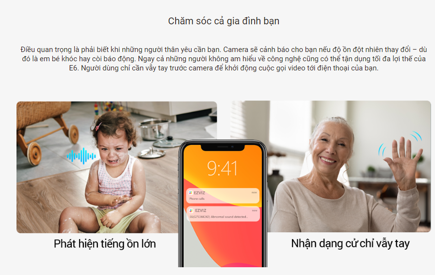 Mô tả Camera WI-FI EZVIZ E6 3K Quay Quét 360 Độ, Phát hiện người và thú cưng, Vẫy tay để tạo cuộc gọi - 6