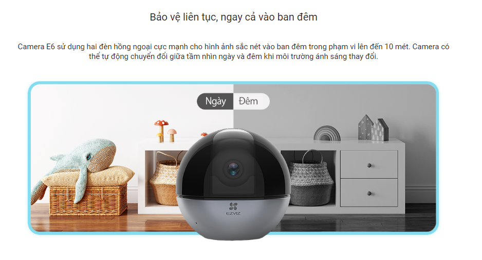 Mô tả Camera WI-FI EZVIZ E6 3K Quay Quét 360 Độ, Phát hiện người và thú cưng, Vẫy tay để tạo cuộc gọi - 7