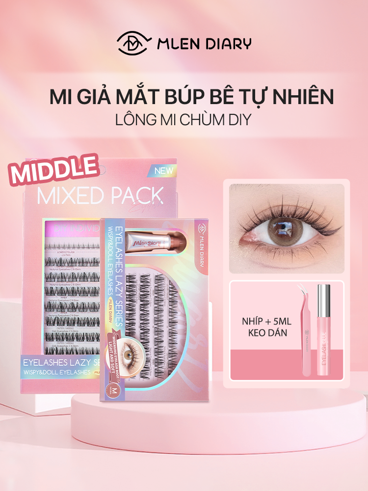 Mi Cụm Sao Song Sinh MLEN DIARY CHÍNH HÃNG Tách Sợi Gân Trong Kèm Mi Dưới  False Eyelashes