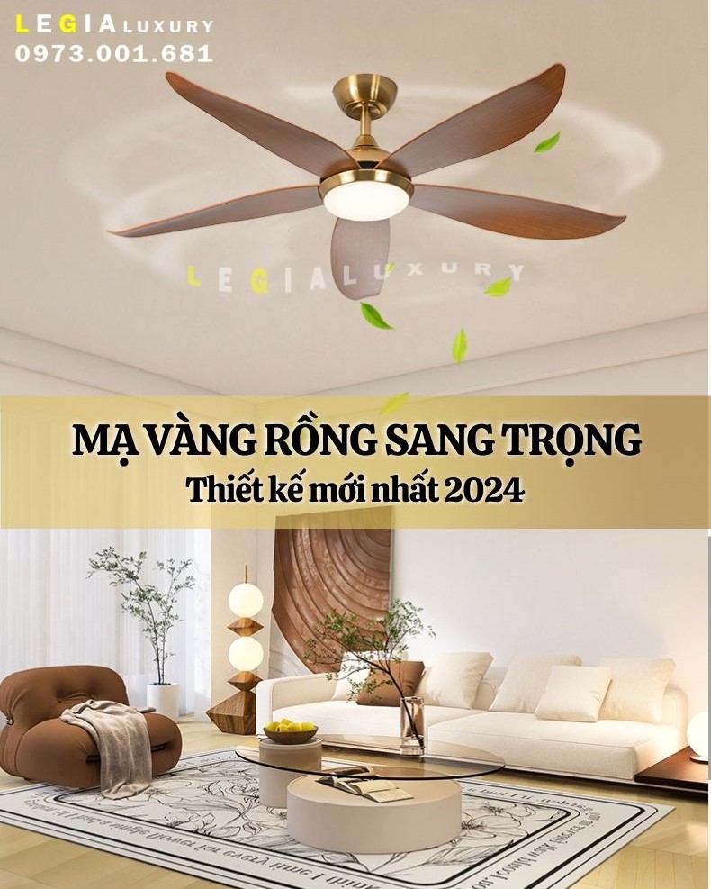 Mô tả Quạt Trần Đèn Trang Trí Phòng Khách LÊ GIA LGFAN669G - Chiều Cao 25cm - Sải Cánh 135cm - Bảo Hành 5 Năm - 1