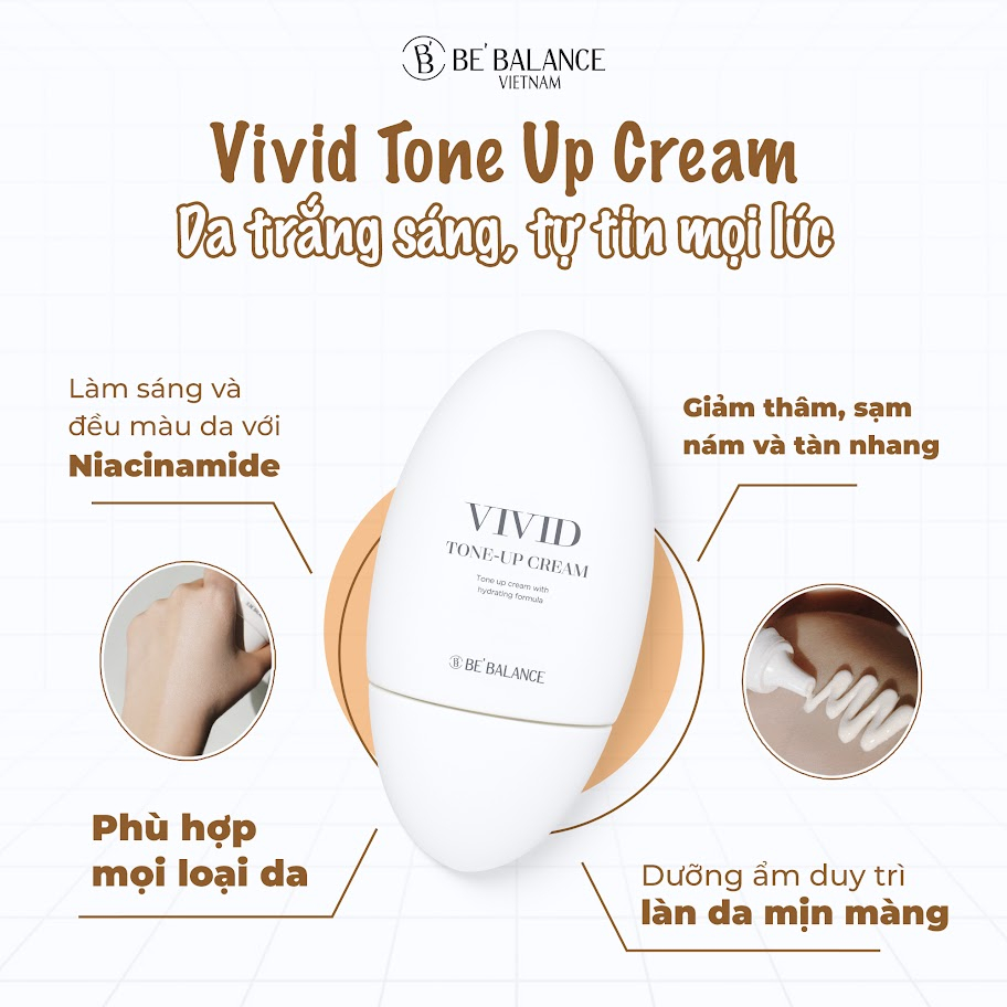 Mô tả Kem Dưỡng Nâng Tông Be'Balance VIVID TONE UP CREAM Làm Trắng và Đẹp Da Skincare 50ml - 1