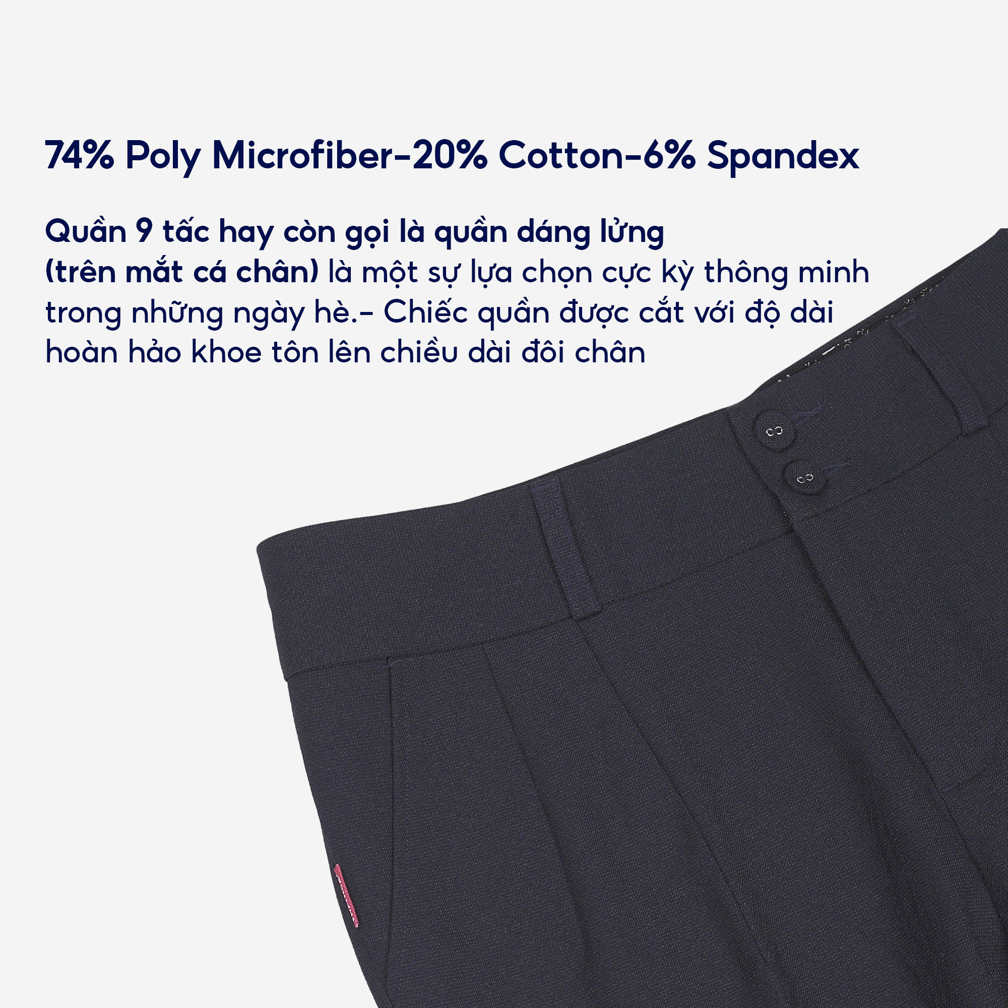 Mô tả Quần tây nữ trơn QAW2016-R04 cạp trung 2 cúc 2 ly ống đứng form nhỏ các màu Thái Hòa - 5