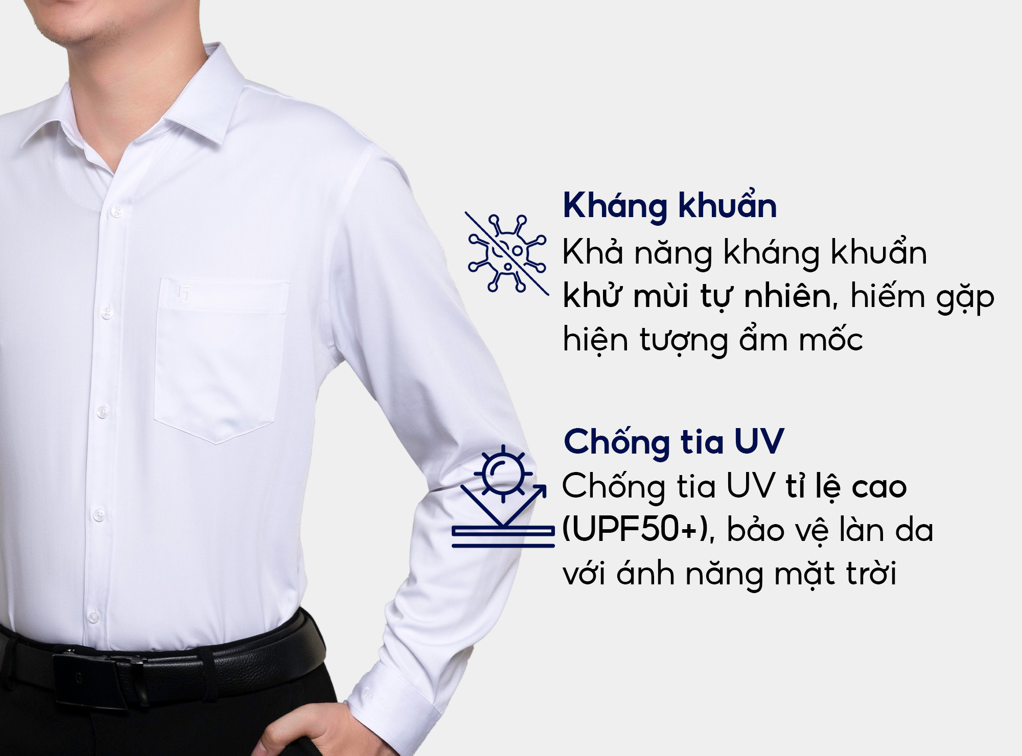 Mô tả Áo sơ mi nam 23ASM-993 dài tay dáng suông chất liệu sợi tre trơn nhiều màu Thái Hòa - 3