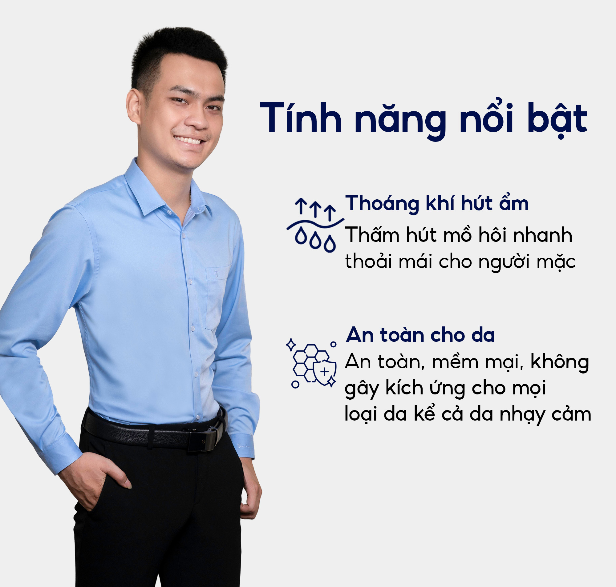 Mô tả Áo sơ mi nam 23ASM-993 dài tay dáng suông chất liệu sợi tre trơn nhiều màu Thái Hòa - 4