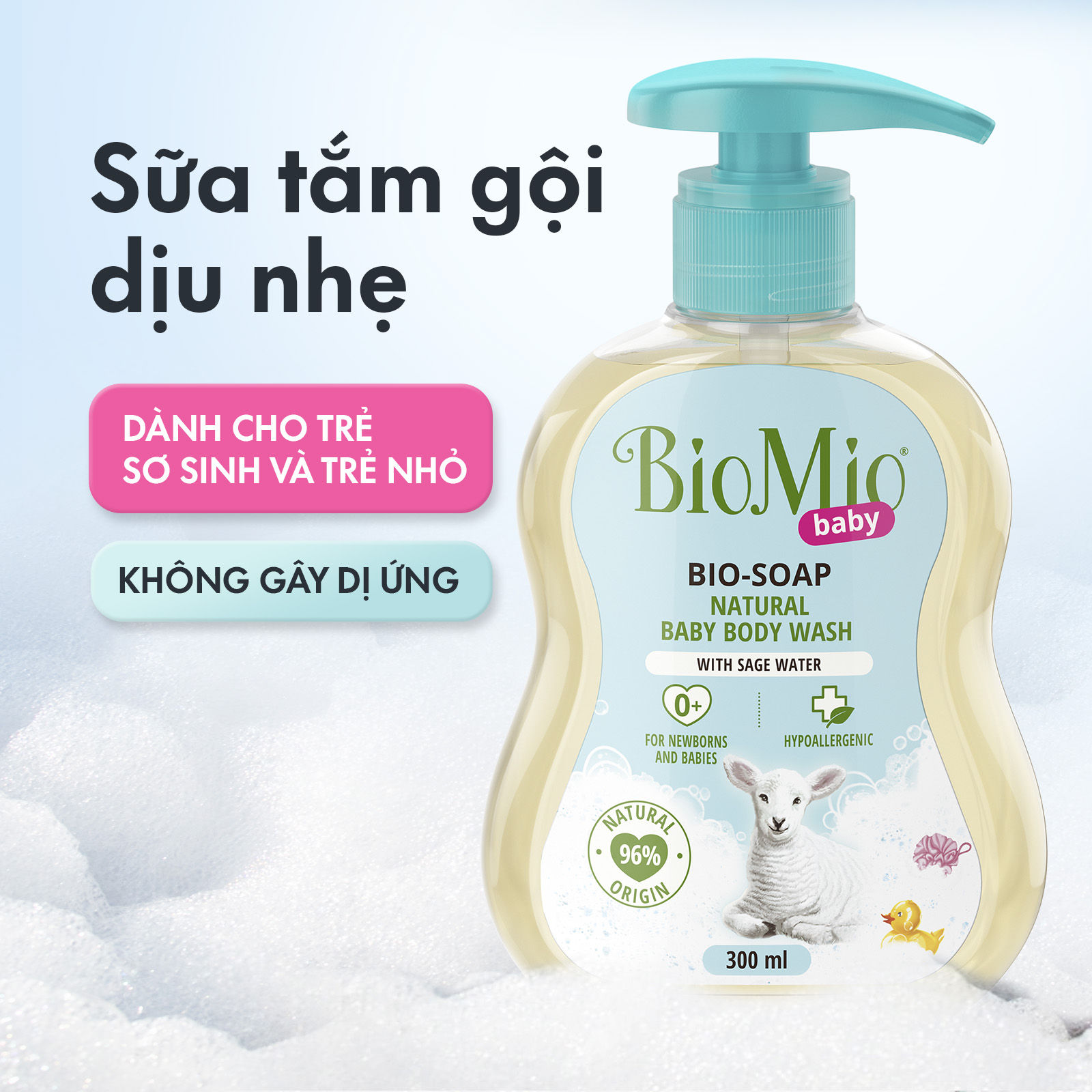 Mô tả Sữa tắm gội hữu cơ cho bé BioMio BIO-SOAP 300ml nước cây xô thơm, không kích ứng, an toàn lành tính - 1