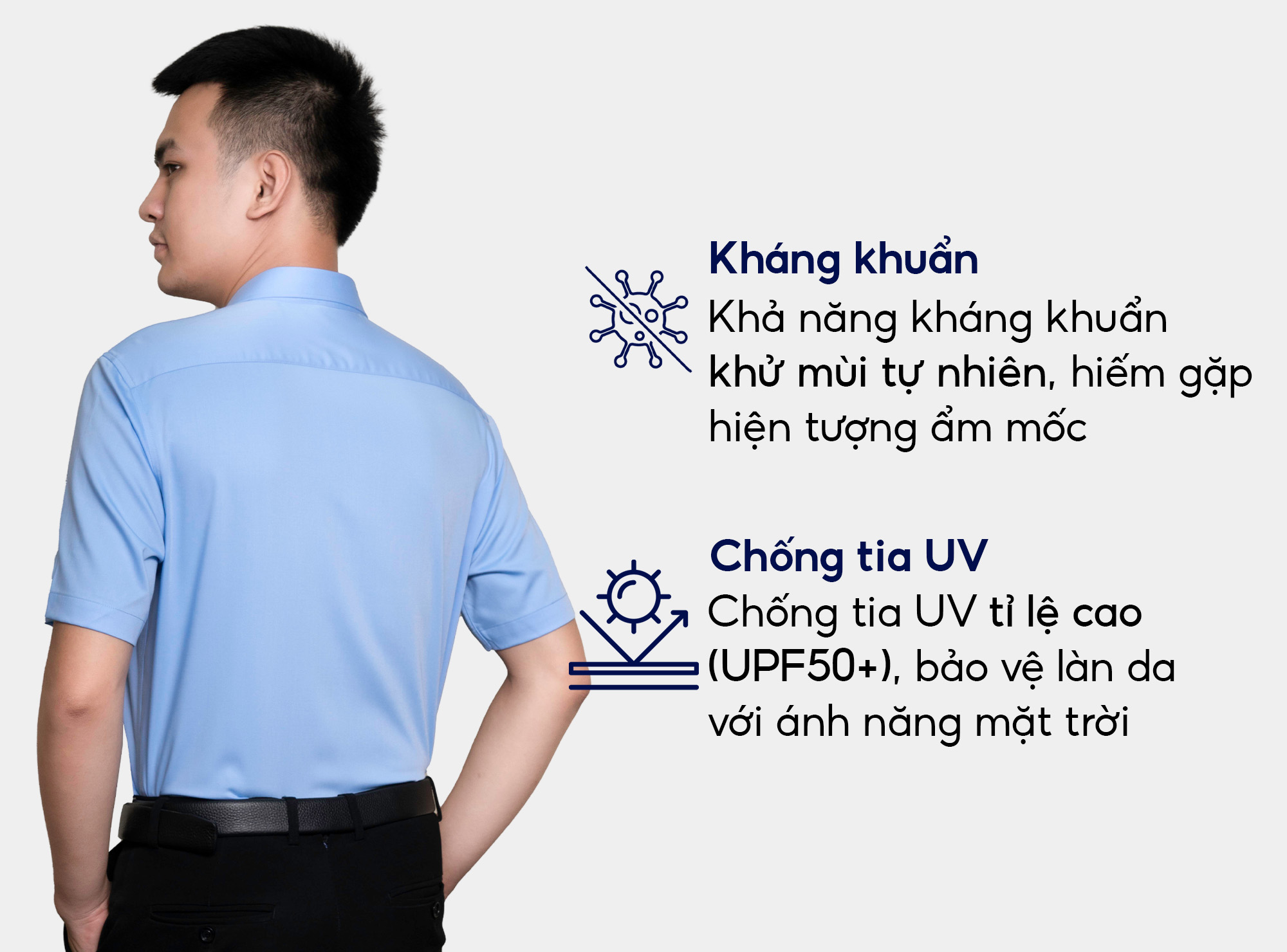 Mô tả Áo sơ mi nam 23ASM-990 ngắn tay trơn dáng suông chất liệu sợi tre nhiều màu Thái Hòa - 3