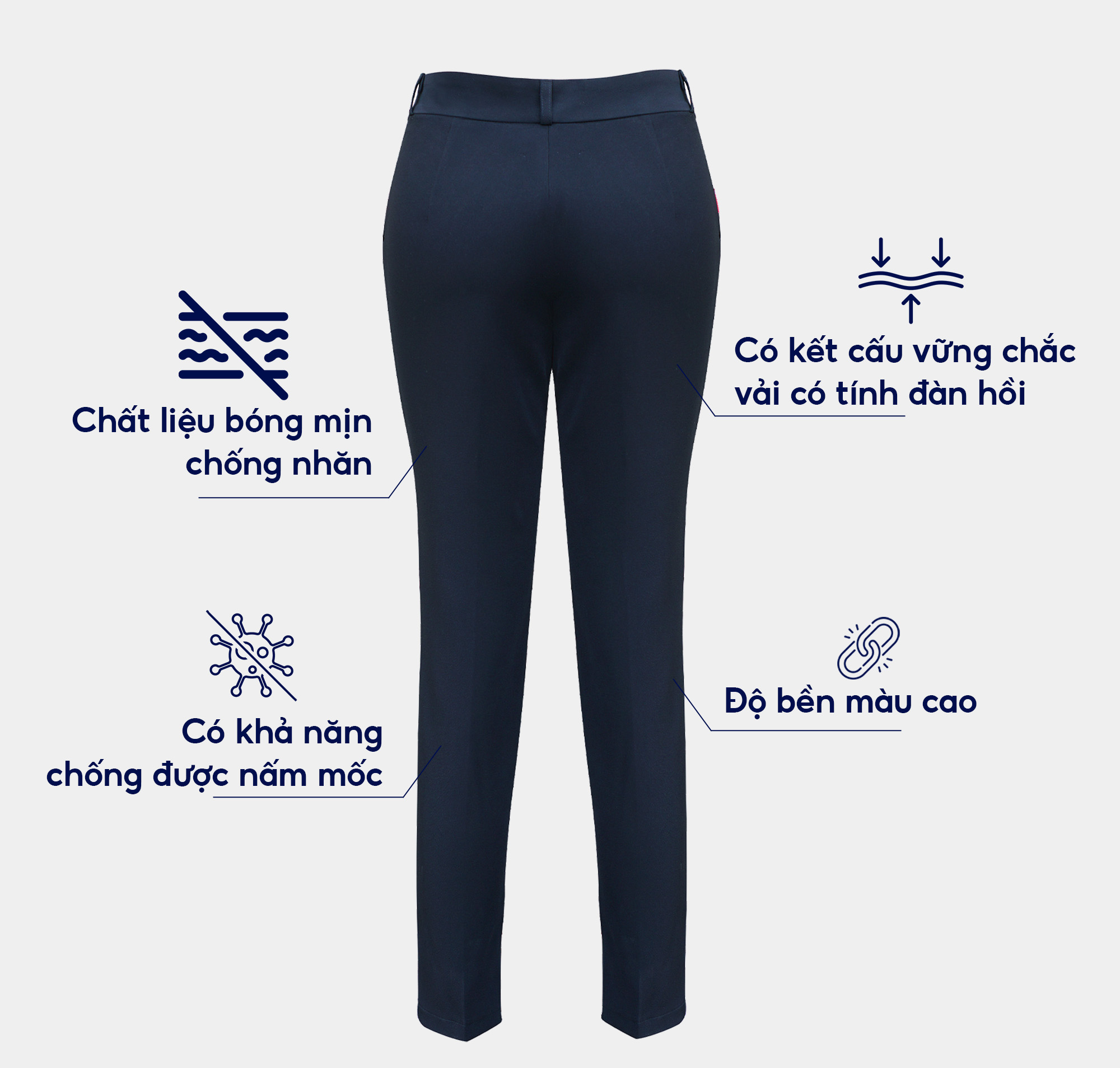 Mô tả Quần tây nữ QAW1816-R12 dài công sở trơn 1 cúc form nhỏ Thái Hòa - 4