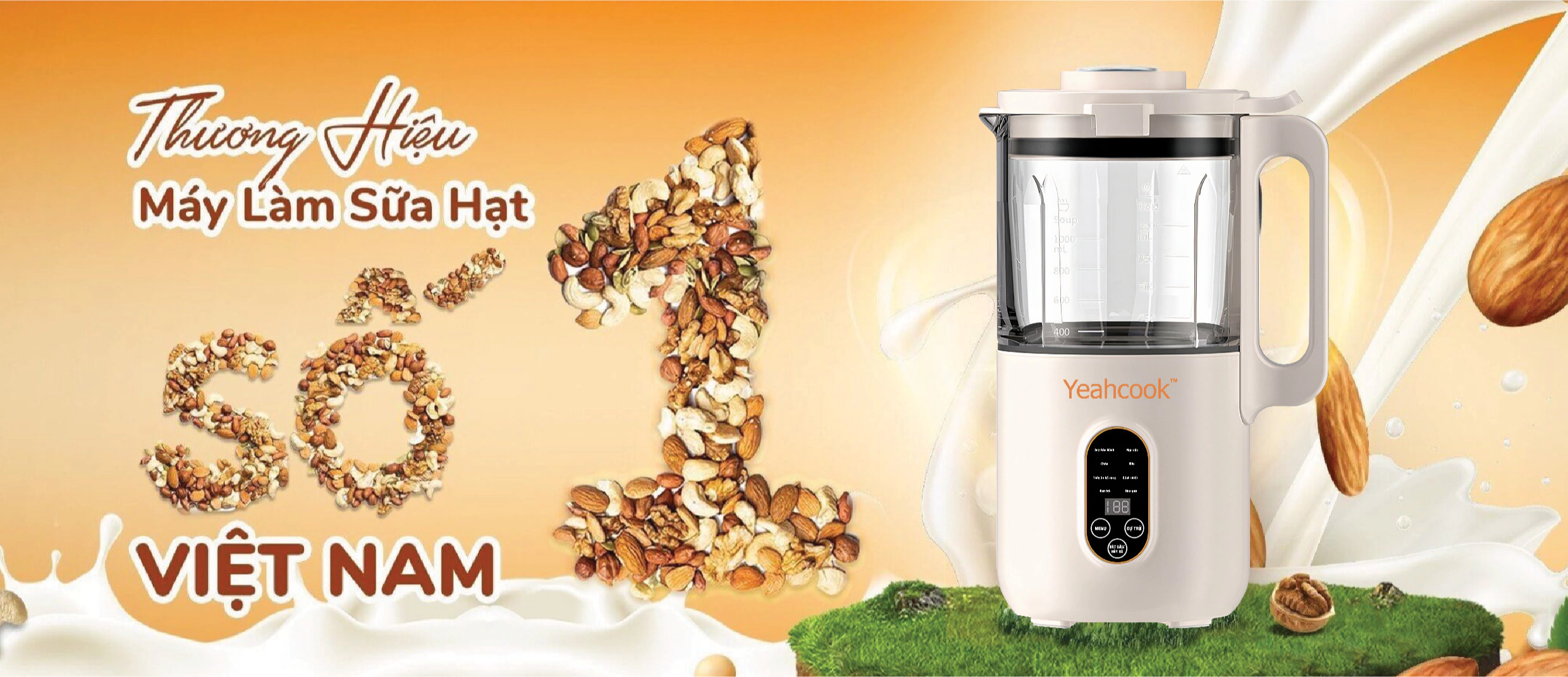 Máy làm sữa hạt Yeahcook cối thủy tinh