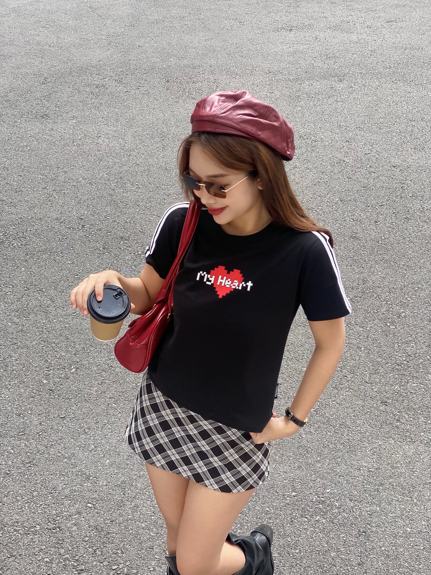 Mô tả YU CHERRY | Áo thun Baby Tee nữ cotton 4 chiều tay ngắn My Heart Babytee YP021 - 1