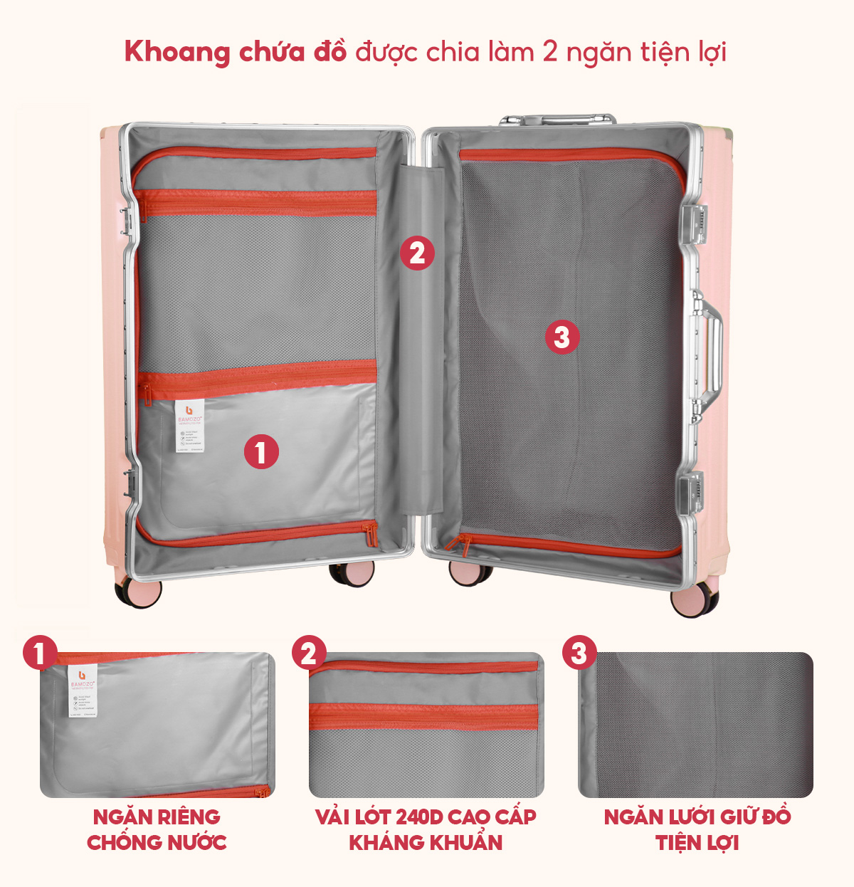 Mô tả HỎA TỐC Vali Khung Nhôm 9066 Bamozo Size 28 Cao Cấp Bo 4 Góc Chống Va Đập Bảo Hành 5 Năm - 6